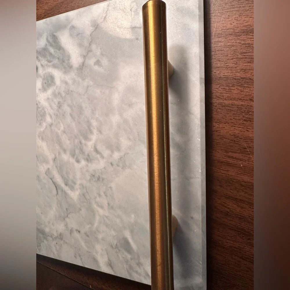 Elegant Faux Marble Bath Tray with Gold Handles NWOT